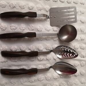 Vintage Cutco USA Brown Swirl Handle Kitchen Utensil Set